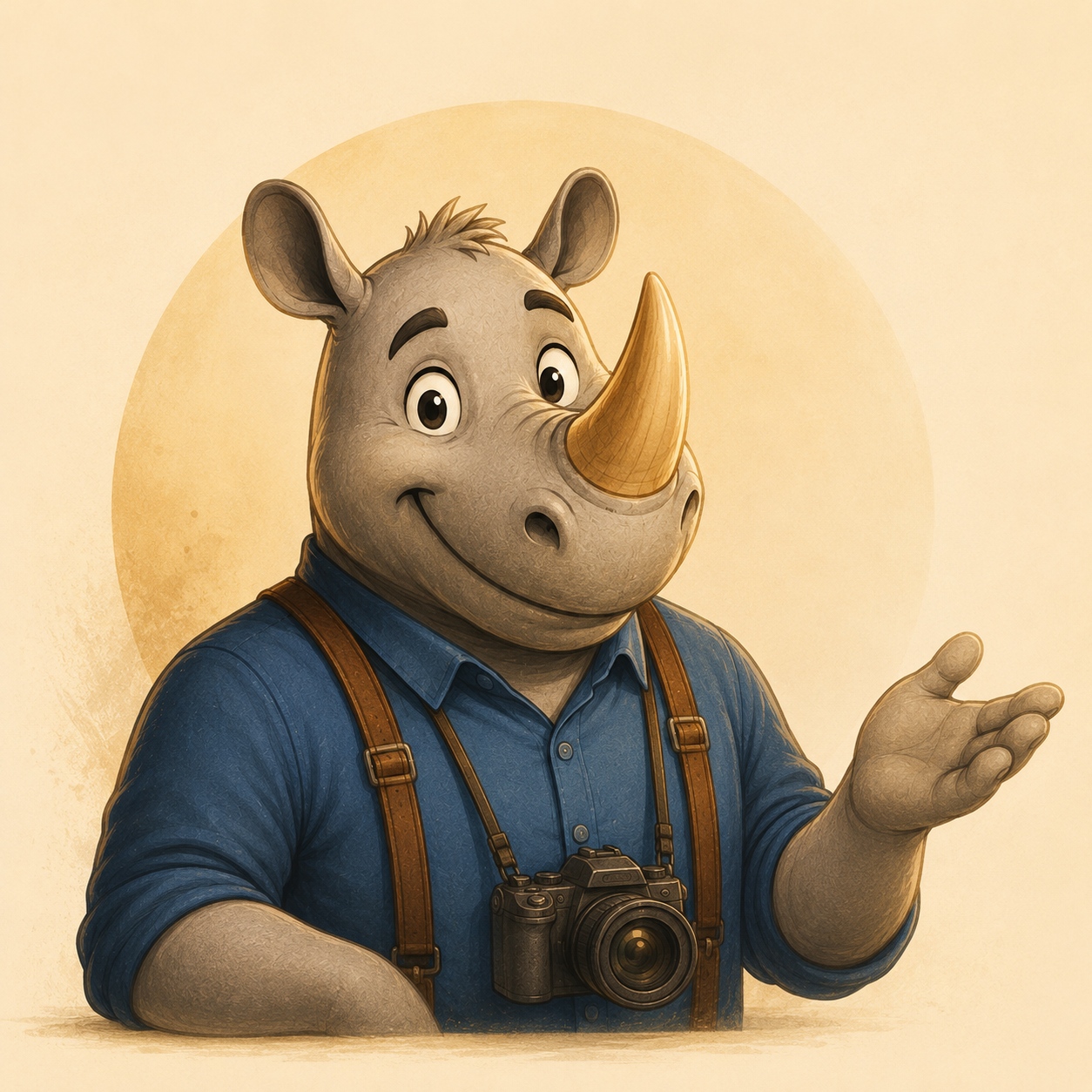 Fuzzy – freundliche Rhino-Figur als Symbol für Gedankenmüll und innere Unruhe